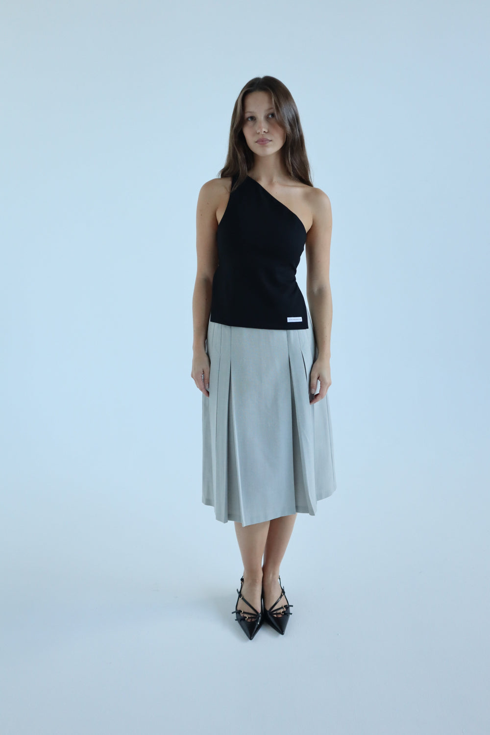 One Shoulder Backless Top | Black
