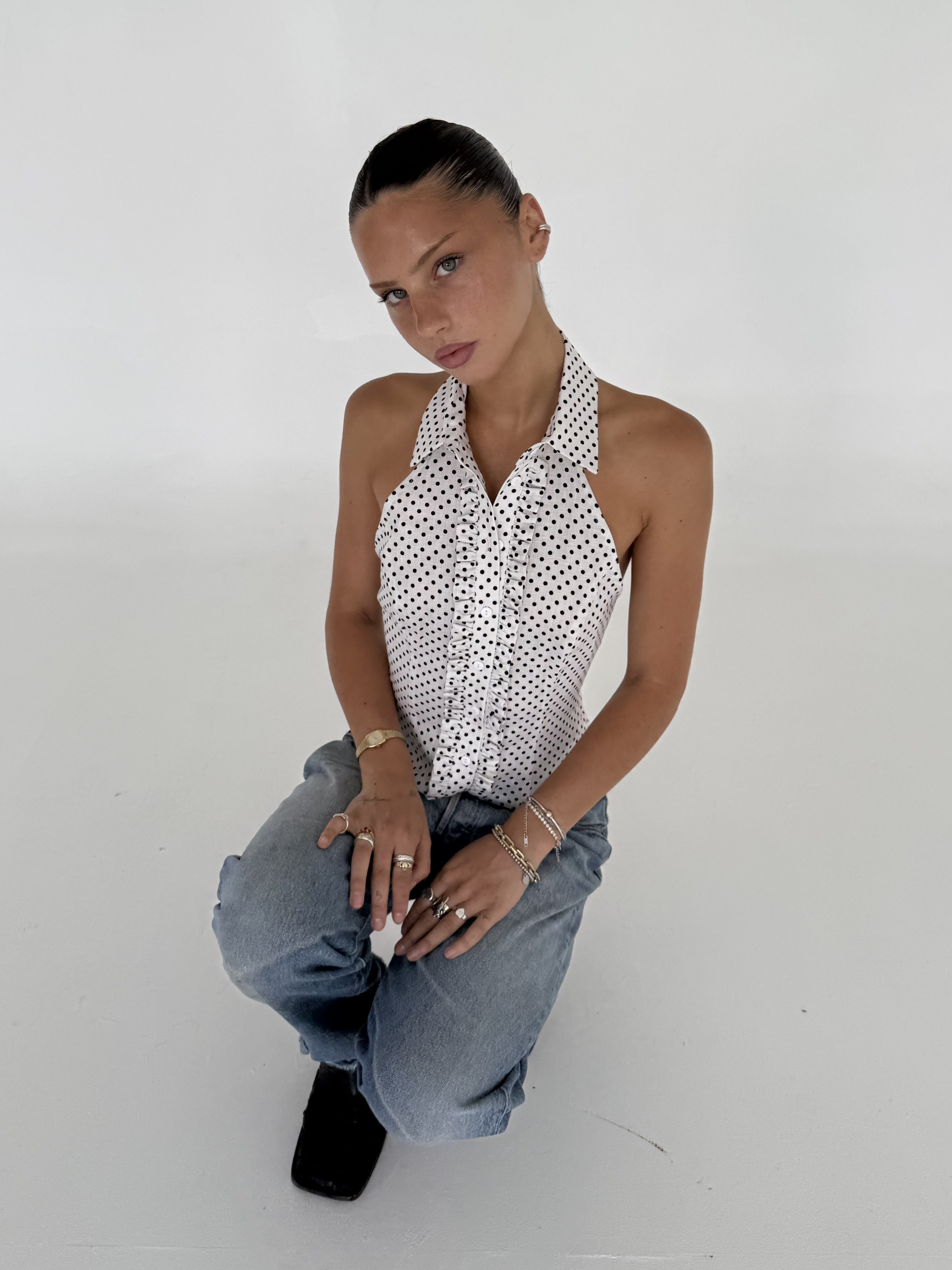Polka Ruffle Halter